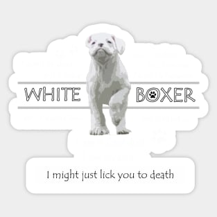 White Boxer Dog Facts Sticker